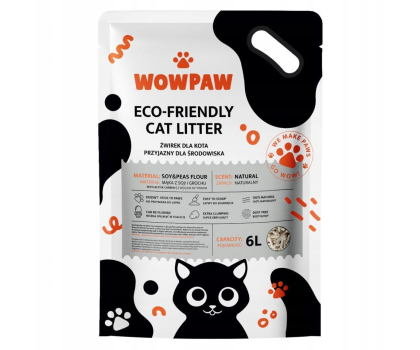 Artykuły dla zwierząt WowPaw Żwirek tofu z węglem aktywowanym bezzapachowy 6l